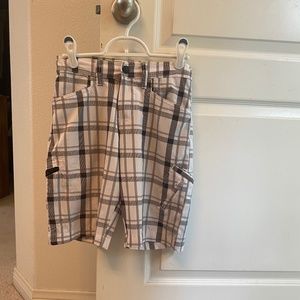 Lee brand black and white plaid shorts,  boys size 10